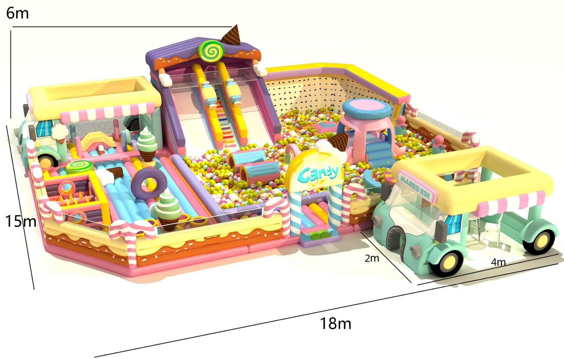 Grande Parque Inflável Comercial de Doces